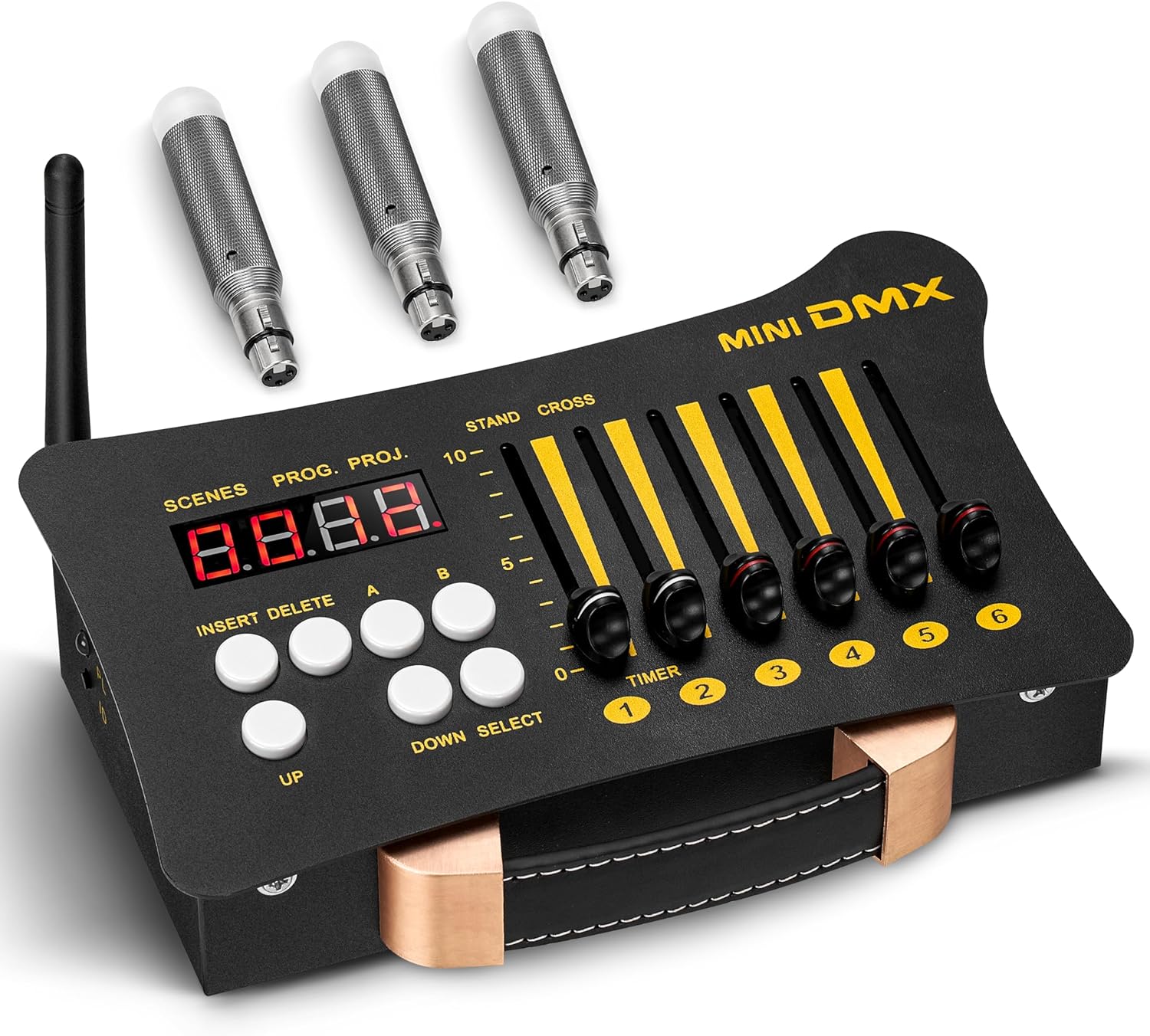 Vangoa DMX Controller, Mini Portable DMX 512 Controller, with 3 Pcs DMX Controller Dfi DJ 2.4G 3 Receivers, Lighting Control with Bag, Adapter, for Stage Party Bar Lighting Show, Black