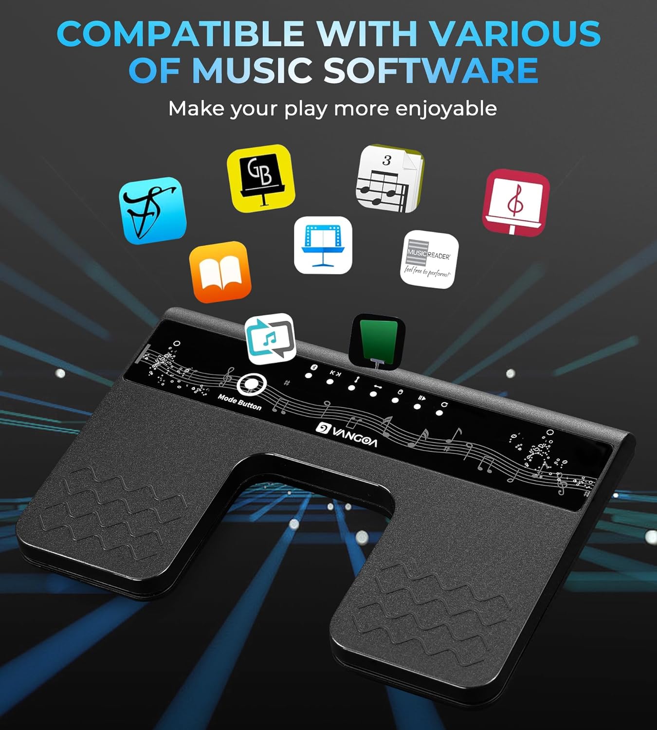 Tourne-pages sans fil Vangoa pour iPad, rechargeable par USB, avec caoutchouc anti-retournement, tourne-pages silencieux pour tablettes et téléphones