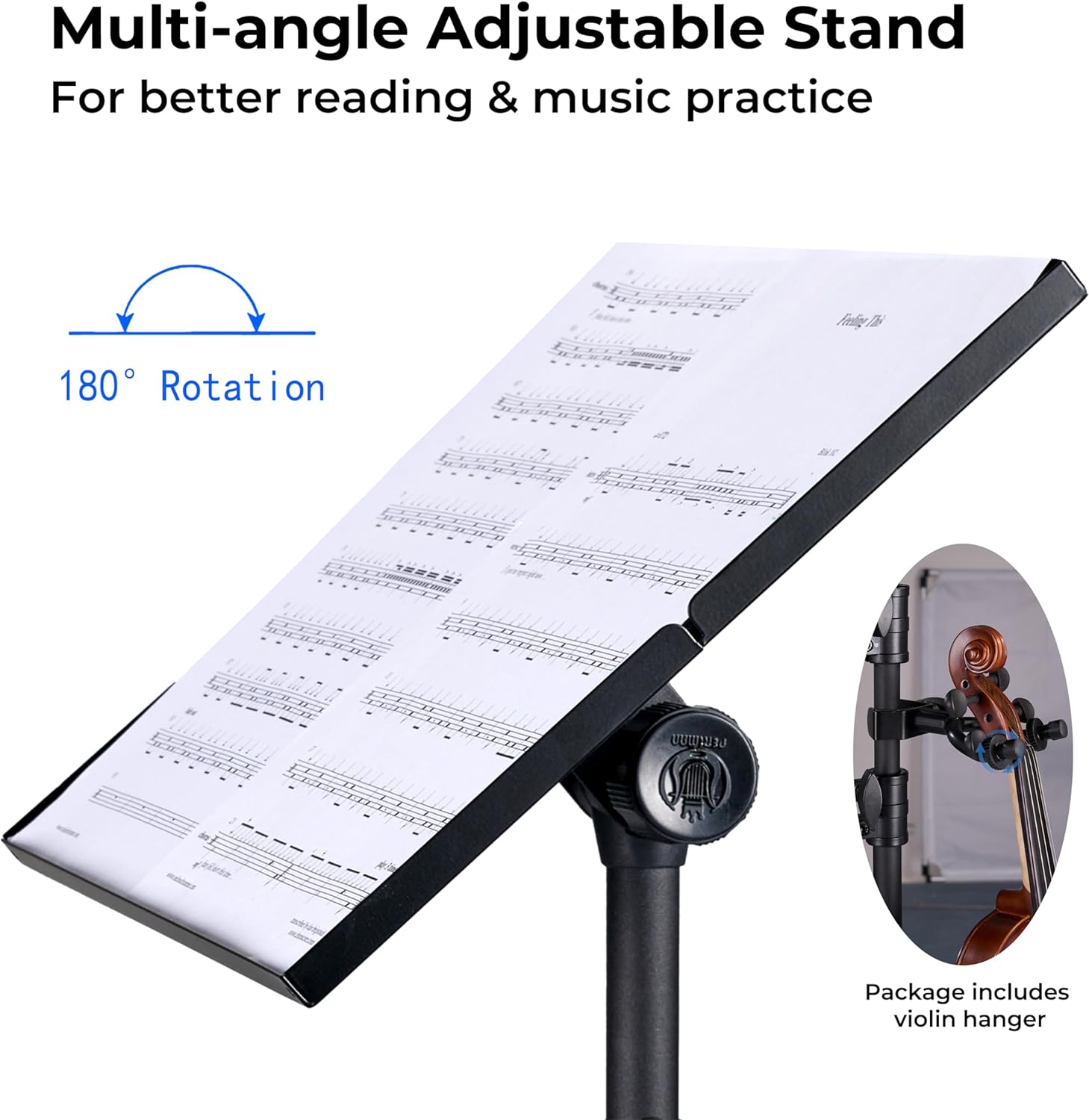 Vangoa Support de projecteur Trépied Pupitre de musique Hauteur réglable 23,6'' à 51,2'' avec support de violon Sangle élastique Tapis éponge Support multifonctionnel pour la maison, le bureau, le studio, les supports de DJ Support de montage