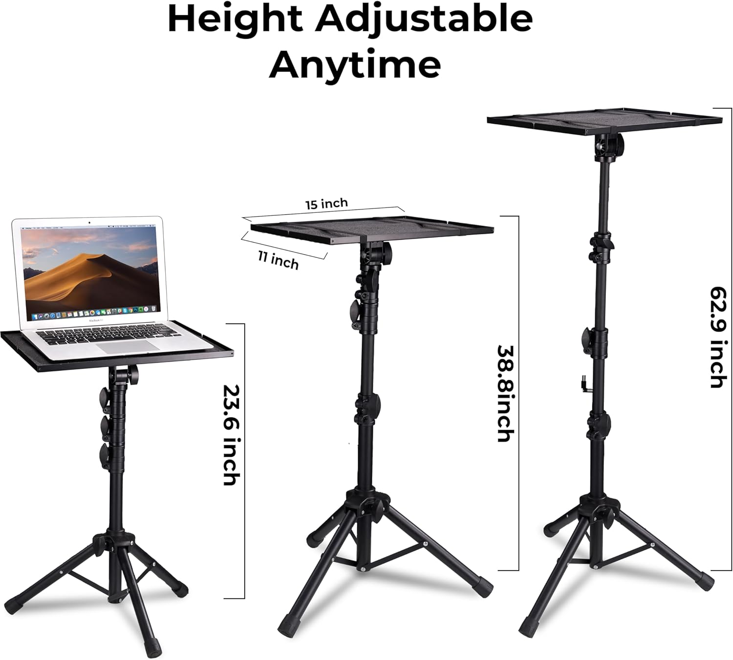 Projector Stand Tripod Vangoa Laptop Tripod Stand Adjustable Height 23.6 to 62in with Mouse Tray Phone Holder Violin Hanger Multifunctional Stand for Home, Office, Stage, Studio, DJ Racks Holder Mount