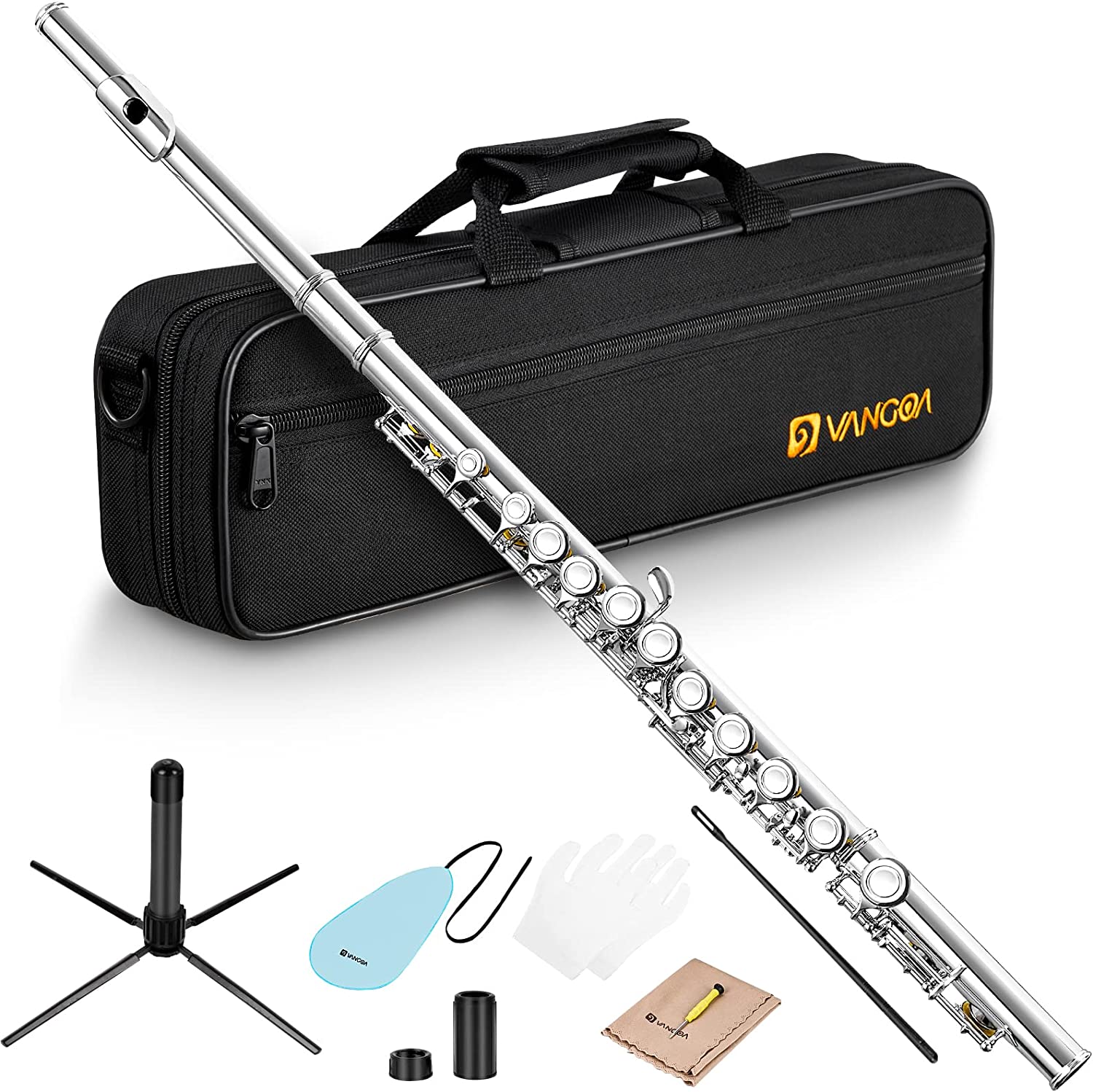 Vangoa C Flute Closed Hole 16 Keys Silver