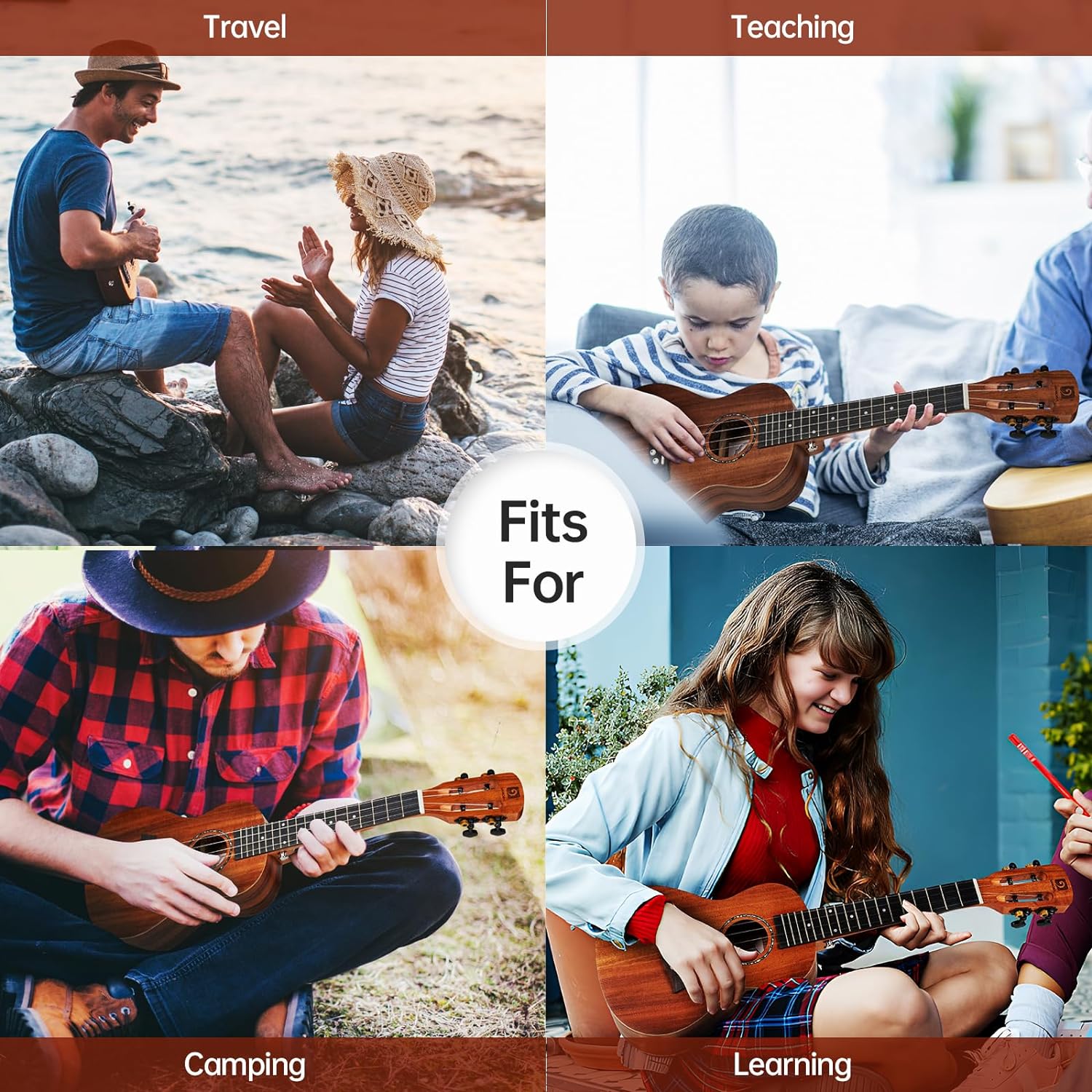 Vangoa Konzert-Ukulele für Anfänger, KOA, 23 Zoll, Akazien-Ukulele-Set, professionelle akustische Ukulele für Erwachsene und Kinder, Hawaii-Ukulele, Anfänger-Set, Ukulele 23, Erwachsene, Anfänger