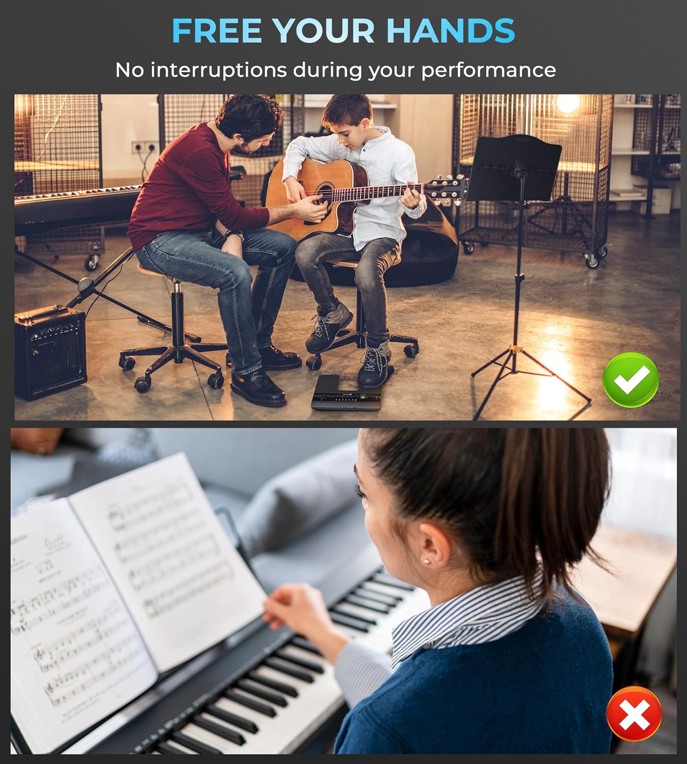 Tourne-pages sans fil Vangoa pour iPad, rechargeable par USB, avec caoutchouc anti-retournement, tourne-pages silencieux pour tablettes et téléphones