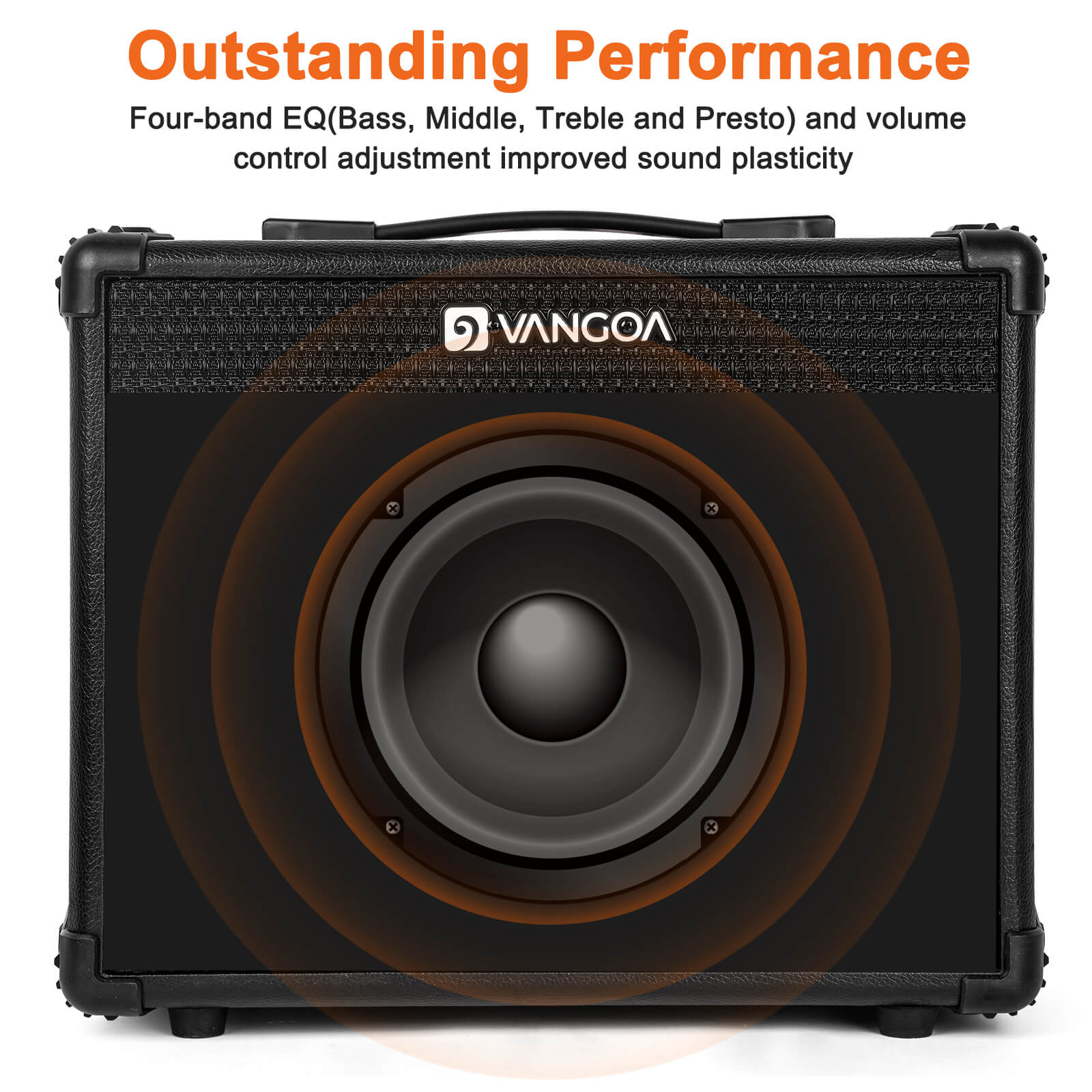 Amplificateur de basse Vangoa 15 W, portable, combo basse électrique, petit format, pour entraînement à la basse, intérieur et extérieur, noir