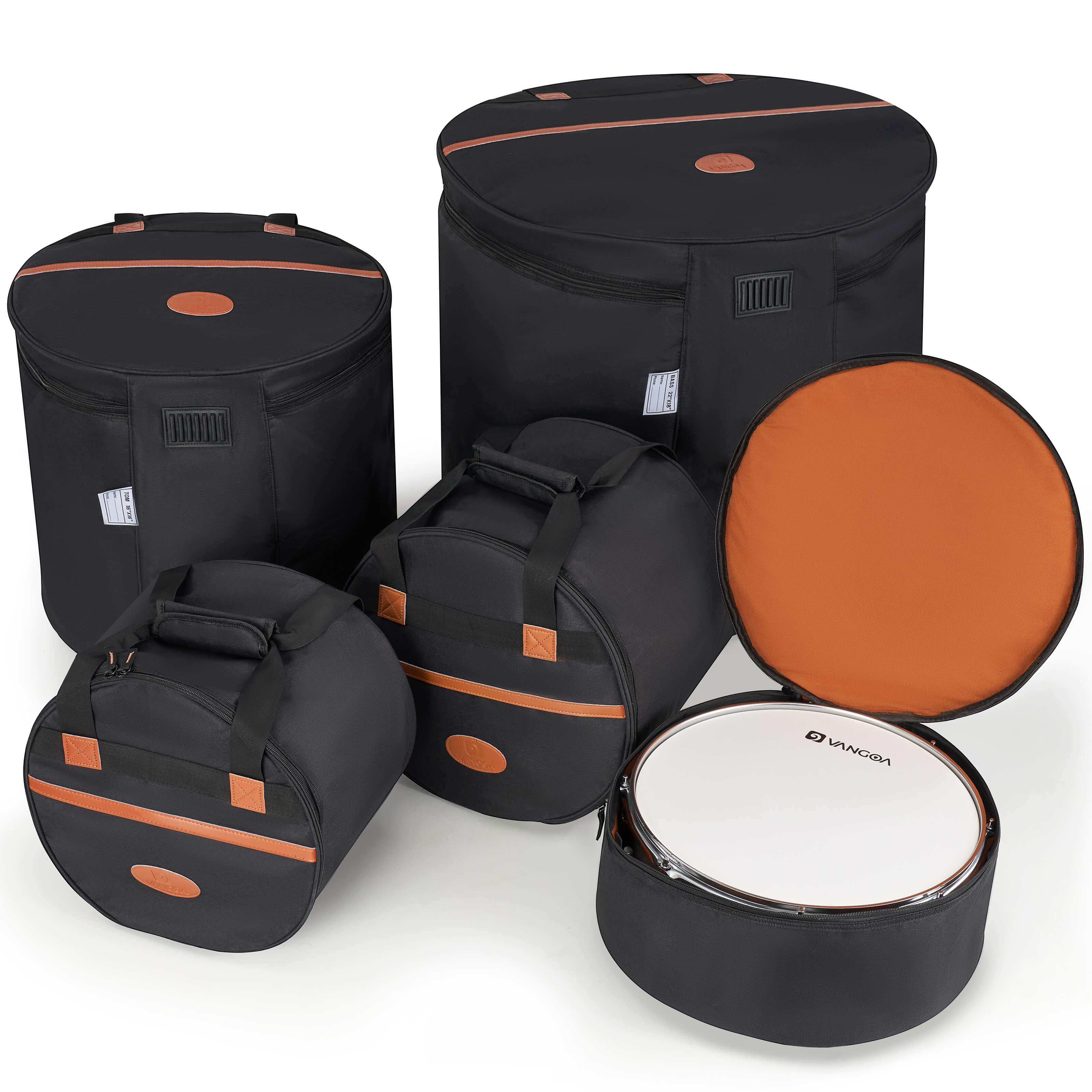 Housse de transport Vangoa VGB-1 5 pièces pour batteries standard, étuis de transport épais pour toms 12", 10", caisse claire 14", tom basse 16", grosse caisse 22".