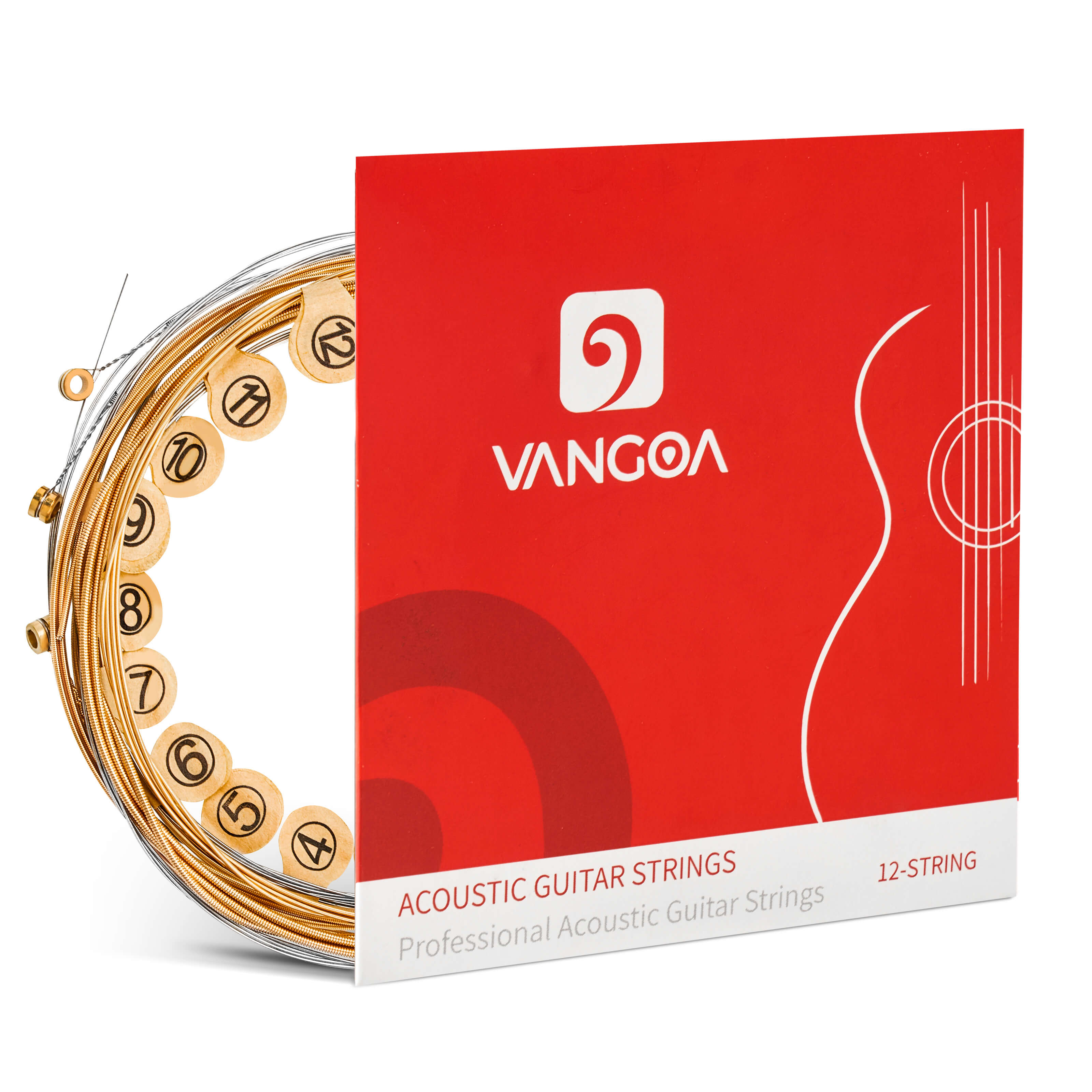 Cordes Vangoa pour guitare acoustique 12 cordes, bronze 85/15, emballage sous vide, jeu de 12 cordes acoustiques durables, à boule, légères, 10-46