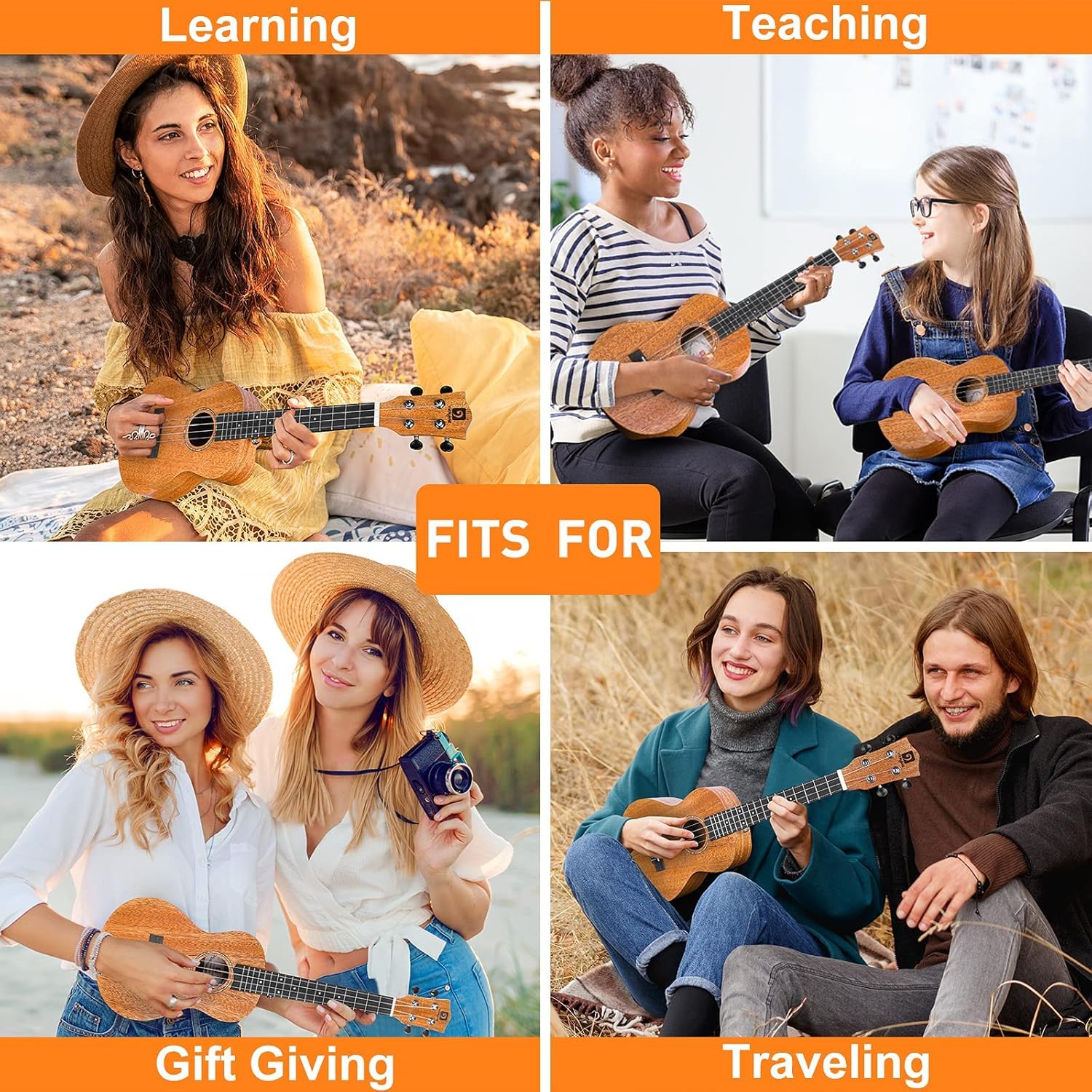 Ukulélé de concert Vangoa pour débutants, ukulélé acajou de 23 pouces pour adultes débutants avec kit complet, ukulélé hawaïen pour enfants, ukulélé acoustique professionnel de 23 pouces pour adultes débutants