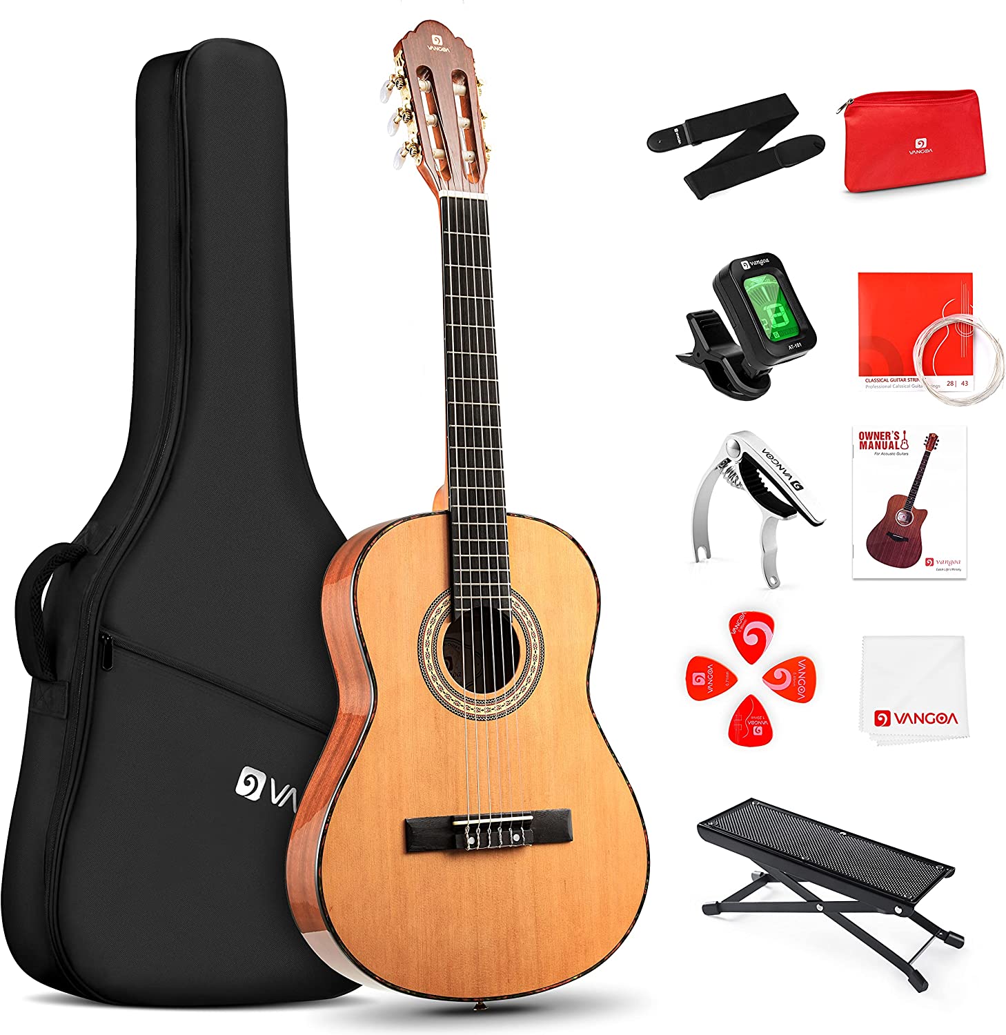 Vangoa 3/4 Inch Acoustic Classical Guitar 36 Inch Junior size Nylon String Guitar with Footstool for Beginners - Vangoa