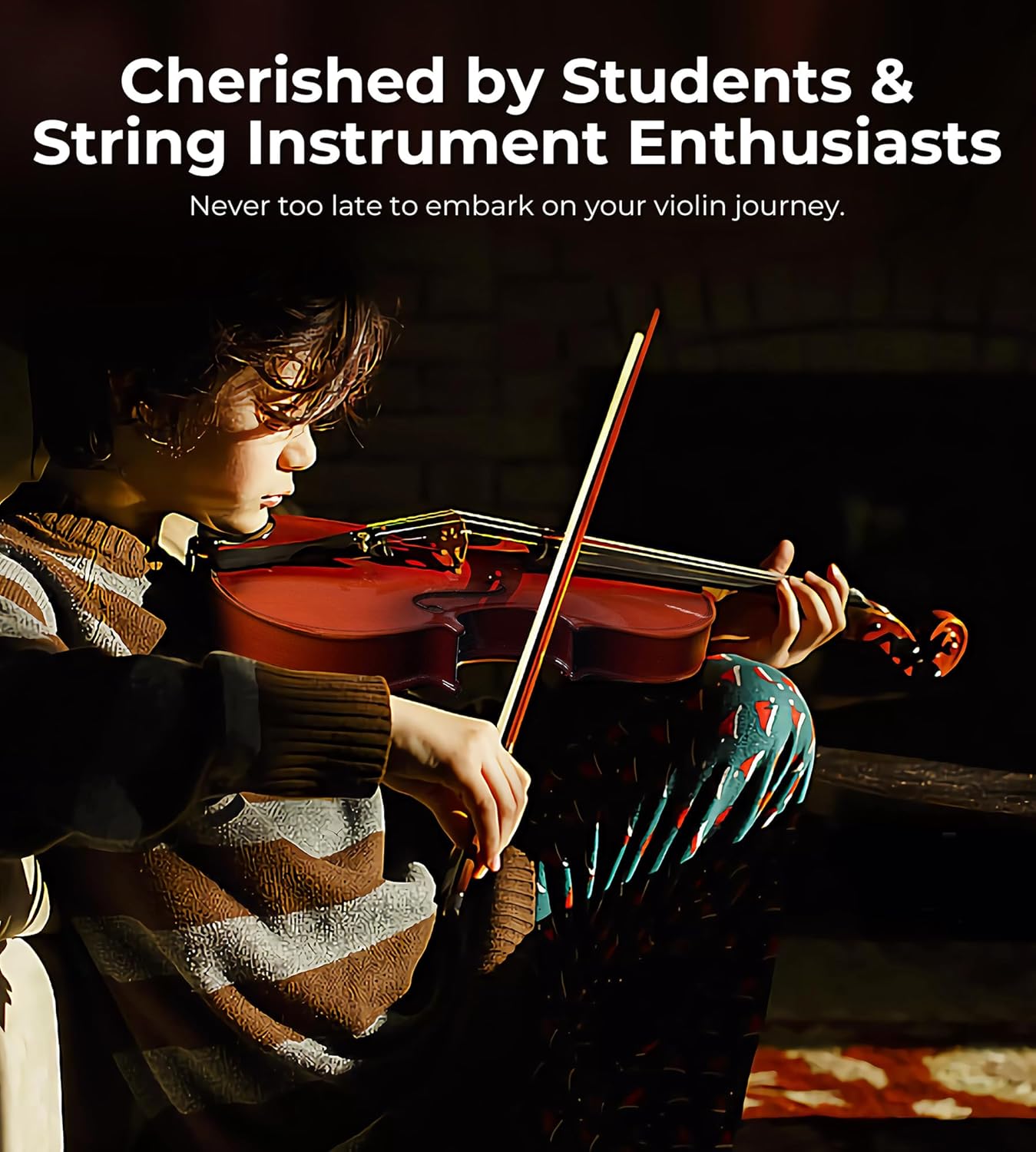 Vangoa 3/4 Size Beginner Violin Set, Acoustic Violin Set for Beginners Children Teens Students Adults - Vangoa