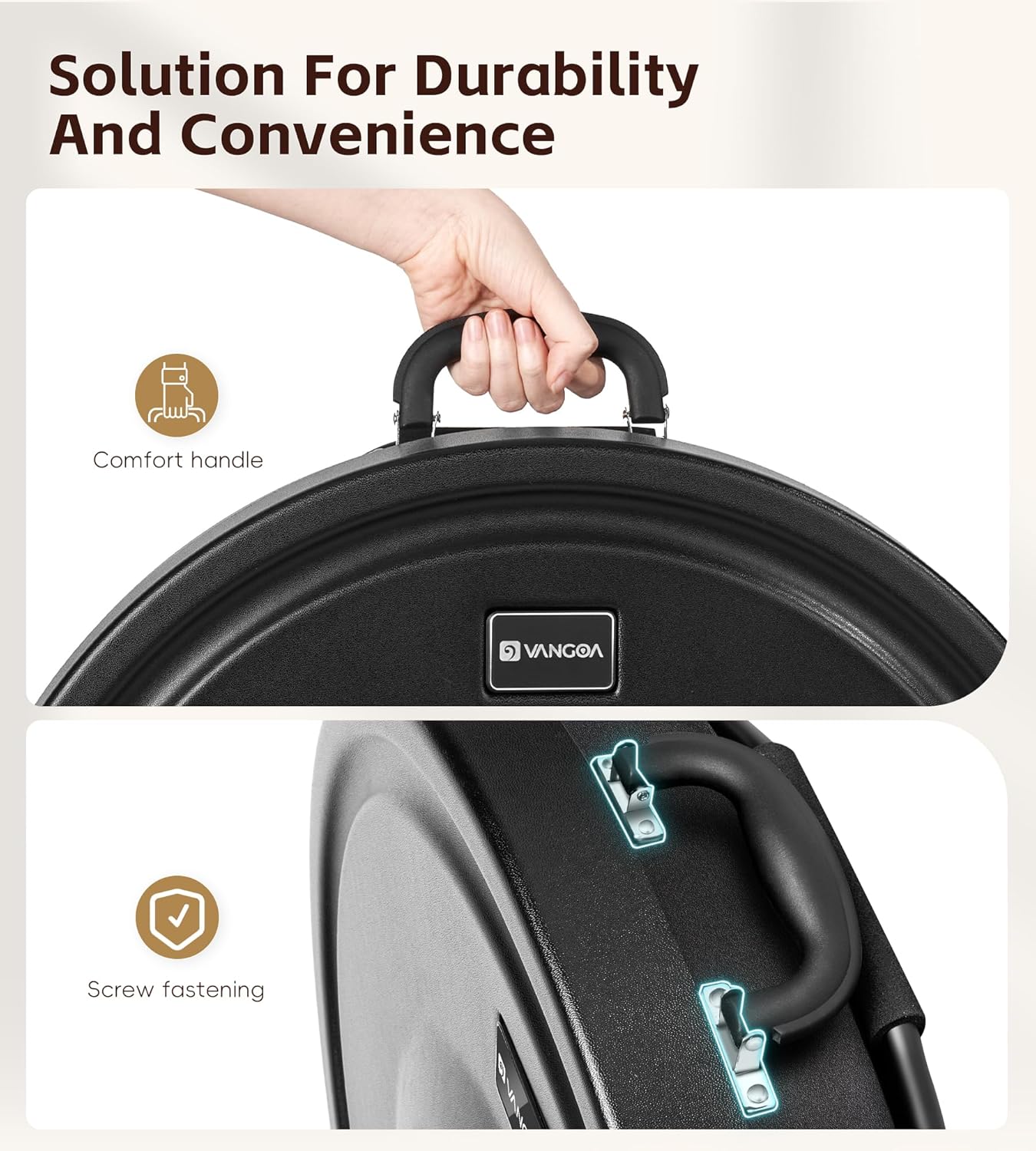 Vangoa Cymbal Case with Wheels and Pull Handle, Rolling Cymbal Vault with Padded Dividers Fits Up to 22" Cymbals (PE - 22), Black - Vangoa
