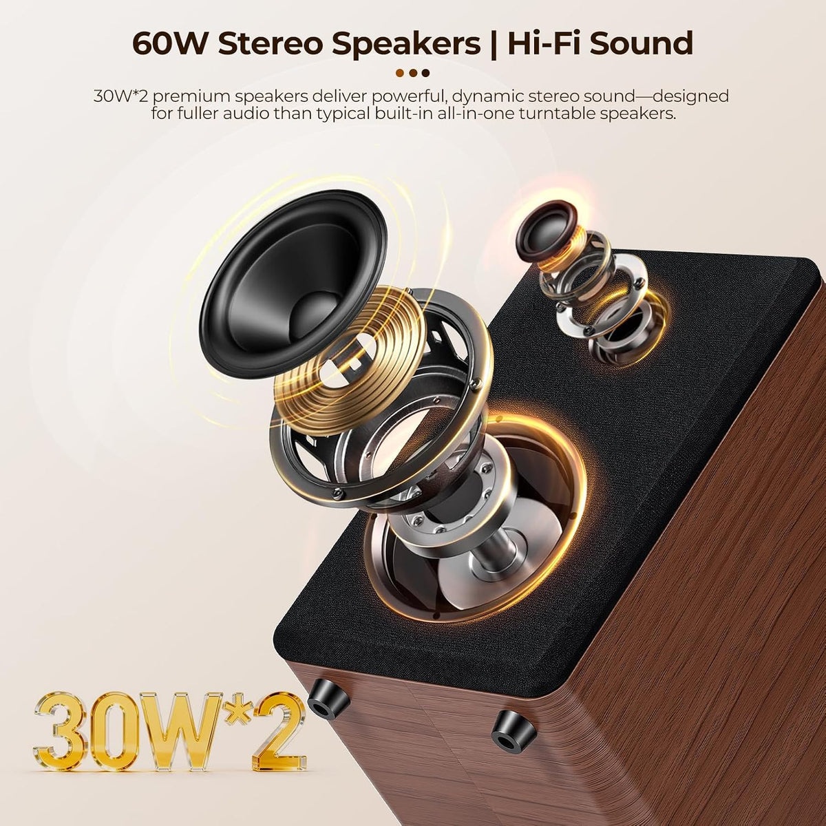 Vangoa Record Player with Speakers 60W Model RP-05 - Vangoa