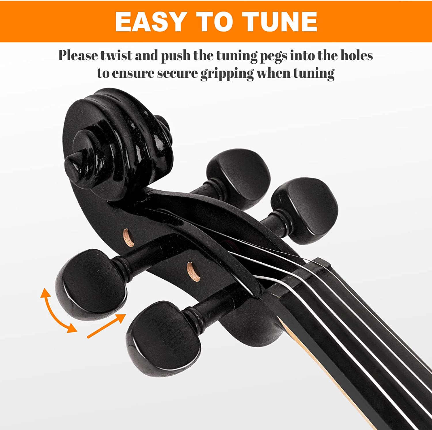 Vangoa Silent Electric Violin Full Size 4/4 with Ebony Fittings Black - Vangoa