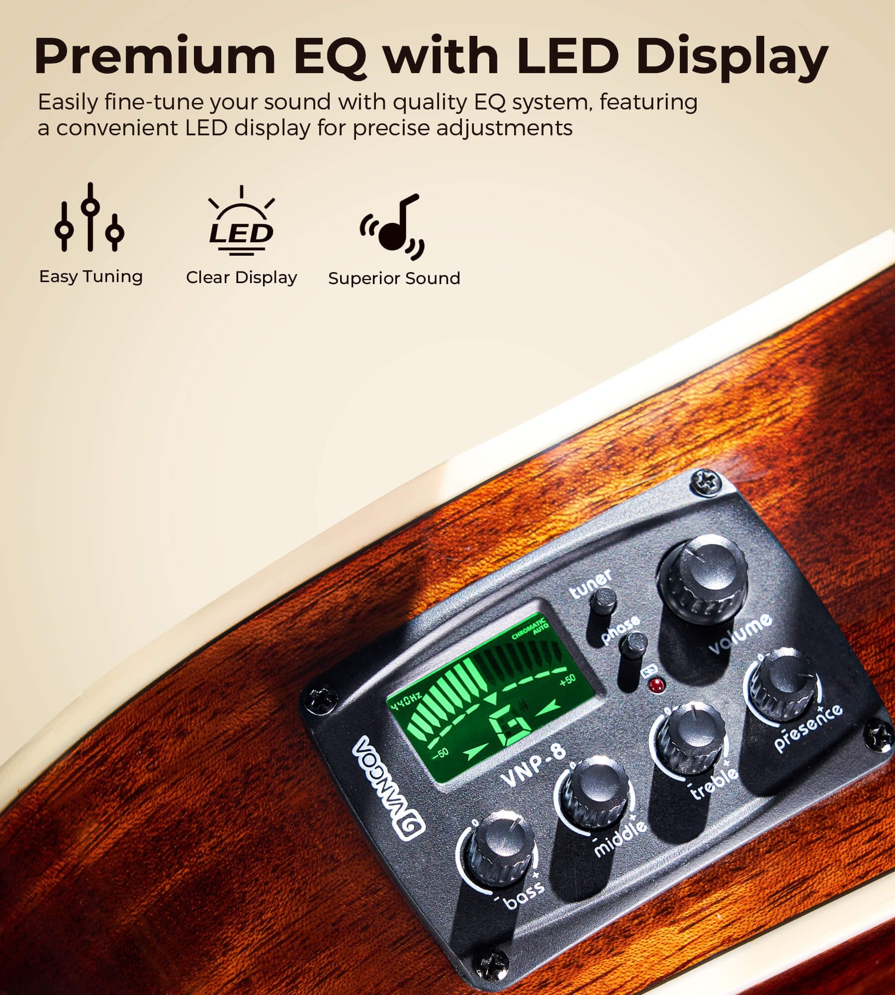 Vangoa VEG120 Pro 12 - string solid wood guitar, 12 - string acoustic - electric guitar set - Vangoa