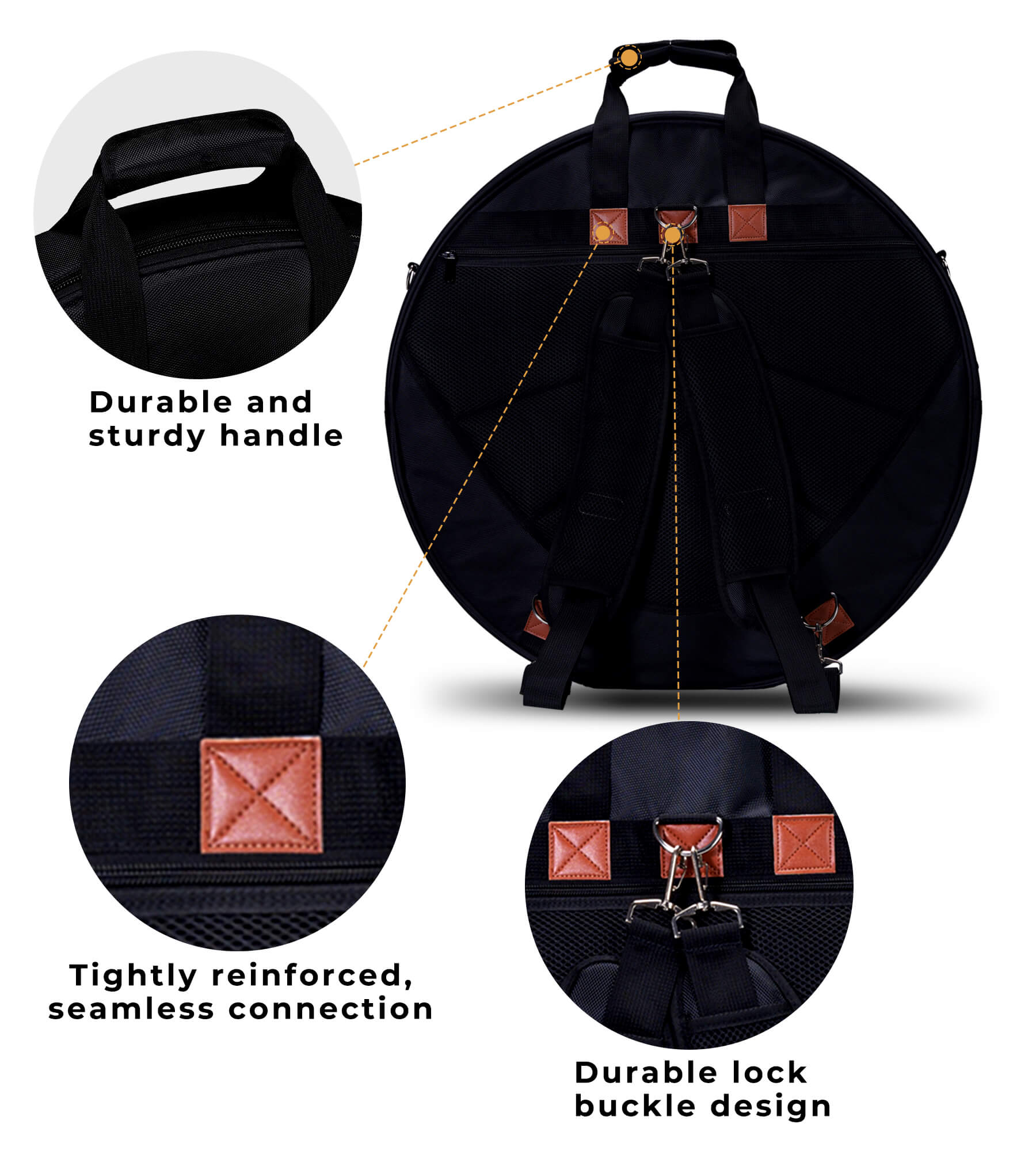 Vangoa 22" Cymbal Bag VGB-1 with Dividers, 10 Cymbal Cases, 10mm Thick Cymbal Gig Bag