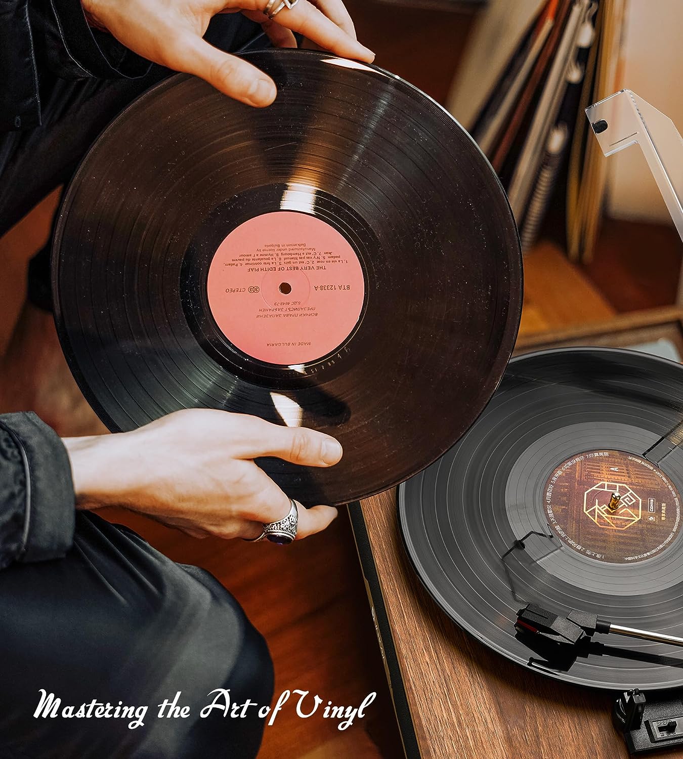 Vangoa Vinyl Record Player, Bluetooth Turntable Hi - Fi System with 5 Watt Stereo Bookshelf Speakers - Vangoa