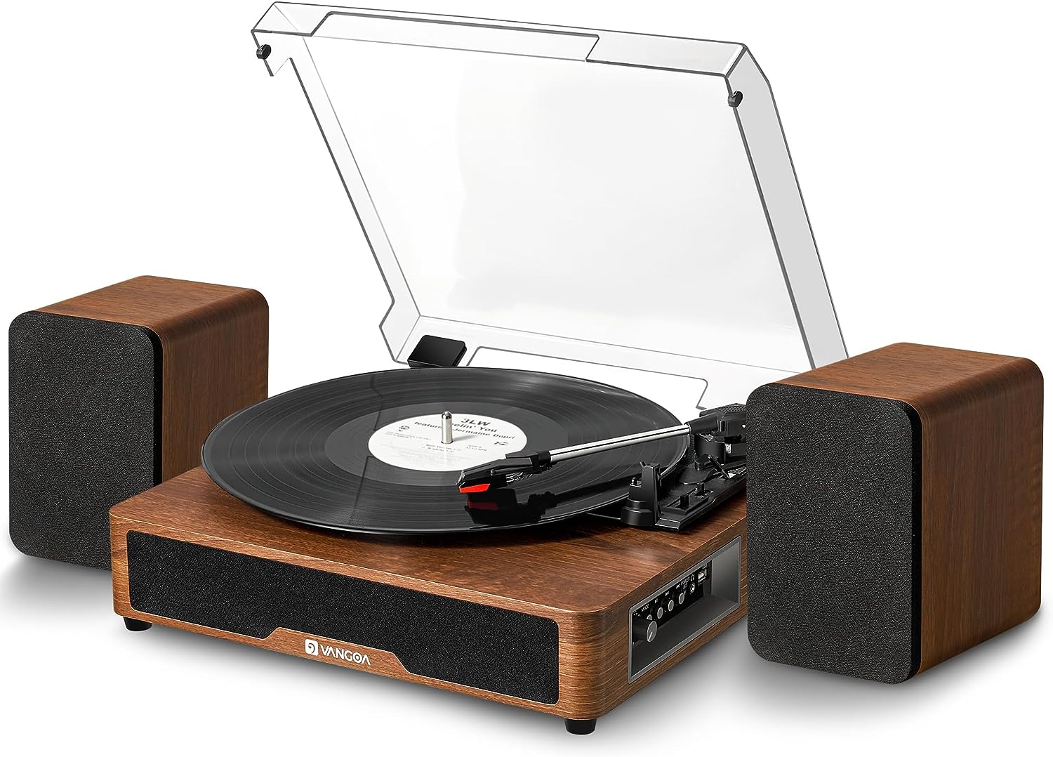 Vangoa Vinyl Record Player, Bluetooth Turntable Hi - Fi System with 5 Watt Stereo Bookshelf Speakers - Vangoa