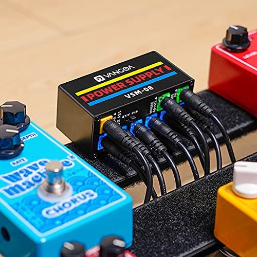Vangoa VSM08 Guitar Pedal Power Supply 8 DC Output Guitar Power Supply with Adjustable Voltage for 9V/12V Effect Pedal