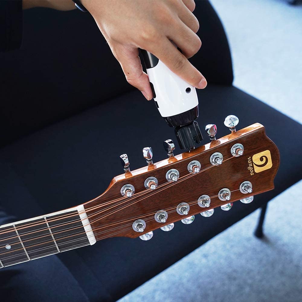 Vangoa Elektrischer Saitenkurbelschneider und Stegstiftzieher, 3-in-1 elektrisches Besaitungswerkzeug, wiederaufladbar für Gitarren, Bässe und Banjos