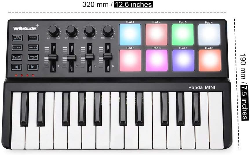 Vangoa MIDI-Keyboard-Controller 25 Tasten
