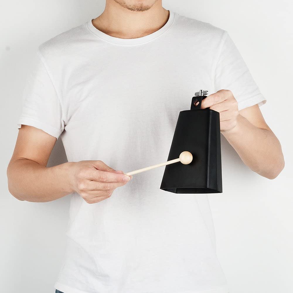 Cloche de vache Vangoa en acier métallique de 6 pouces avec bâton pour kit de percussions