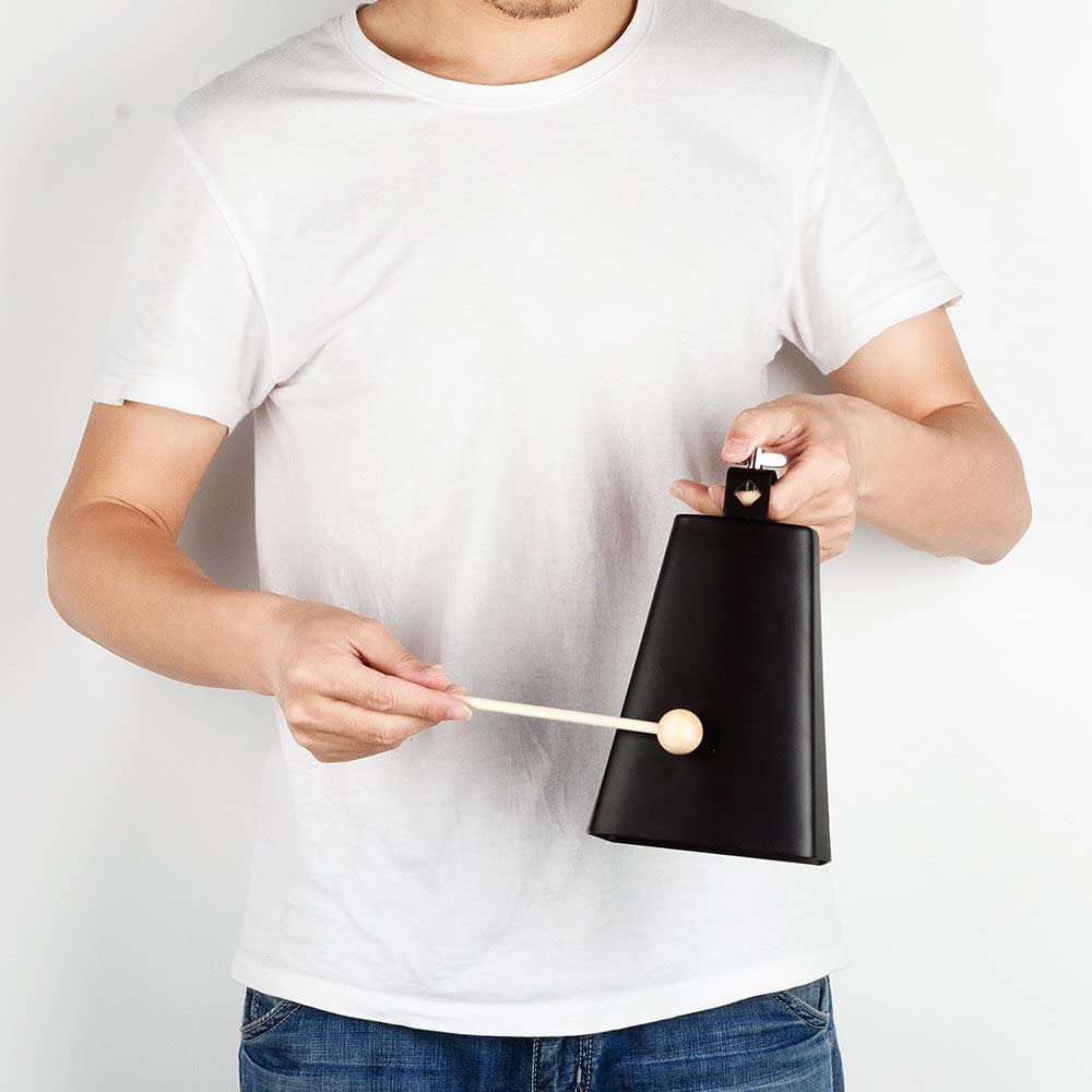 Cloche de vache en métal Vangoa de 7 pouces, accessoire de percussion avec manche et bâton pour batterie, acclamations, mariage, football, sport, jeux