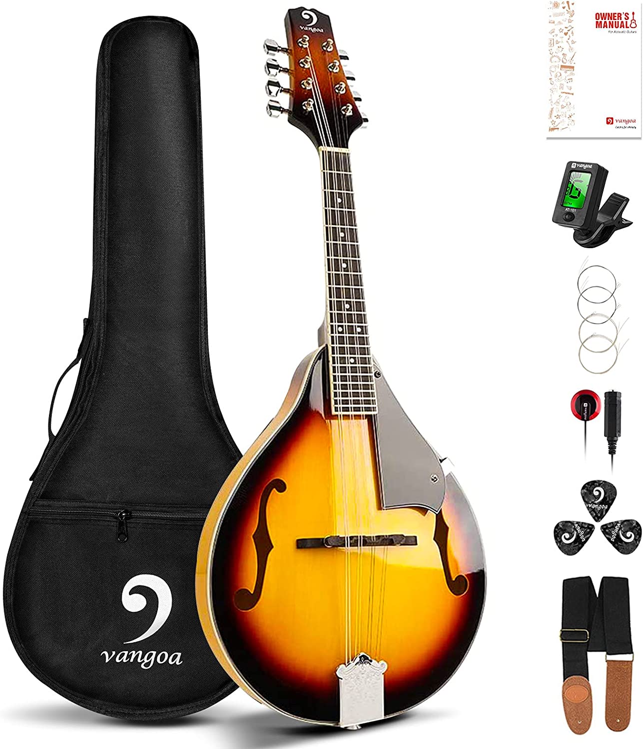 Vangoa A Style Mandolin 8 String Sunburst