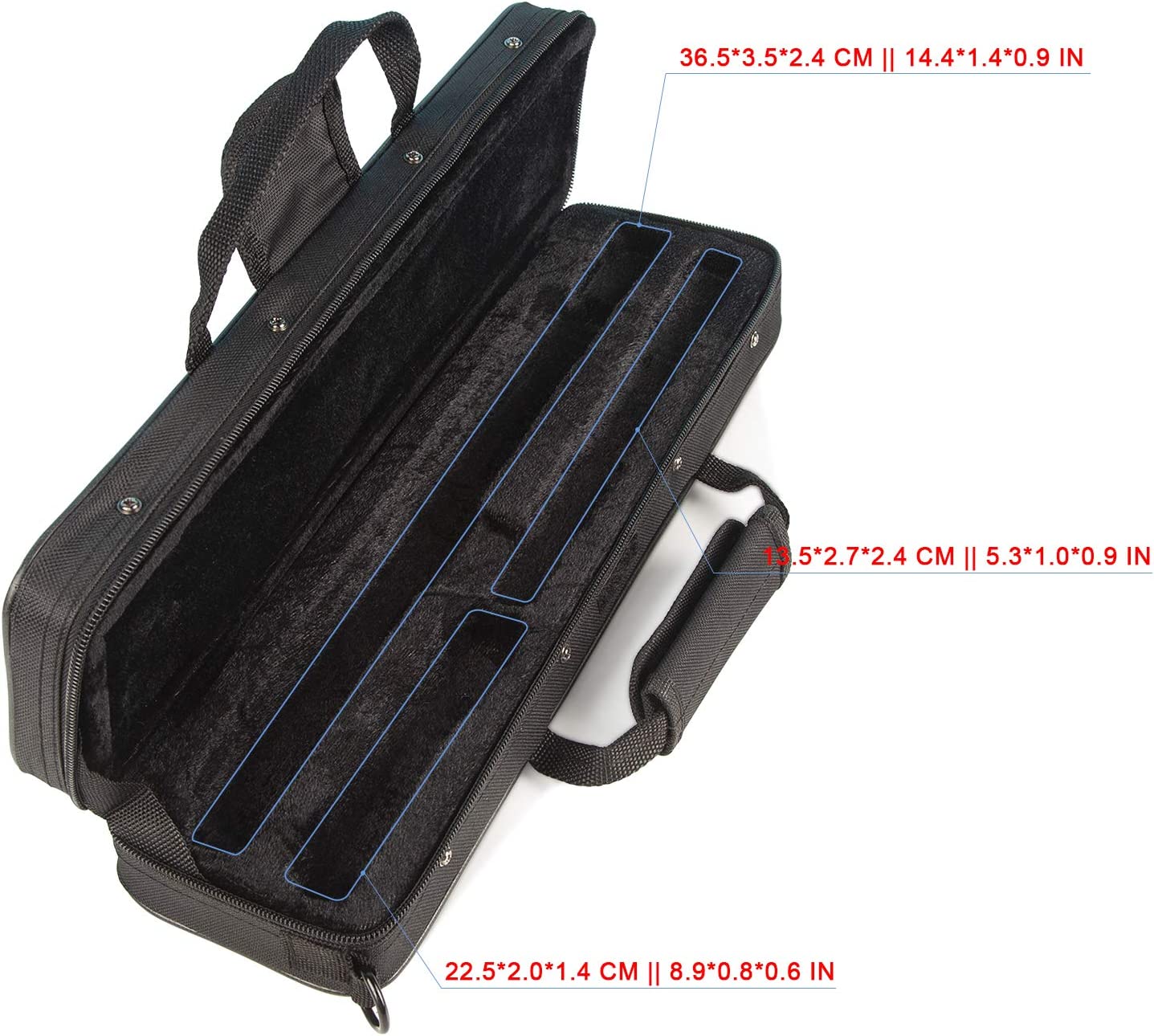 Vangoa Flute Case Carrying Bag Waterproof Lightweight for 16 Holes Flute C Foot with Adjustable Shoulder Strap and Exterior Pocket