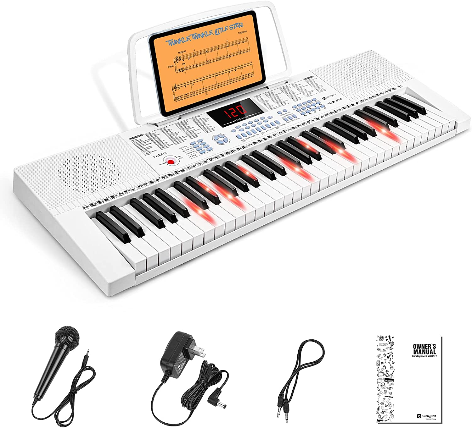 Vangoa VGK611 Piano Keyboard with Mini Lighted Keys for Beginner Kids
