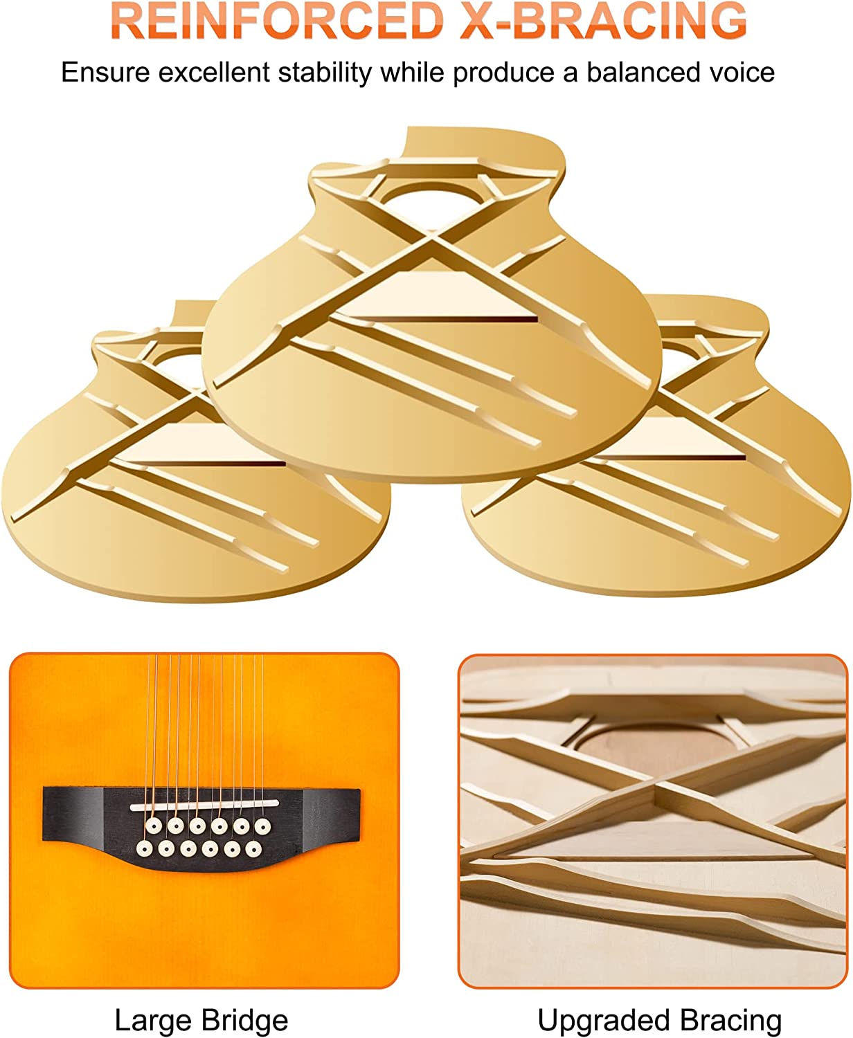 Vangoa 12-saitige Akustik-E-Gitarre, Sunburst Gloss