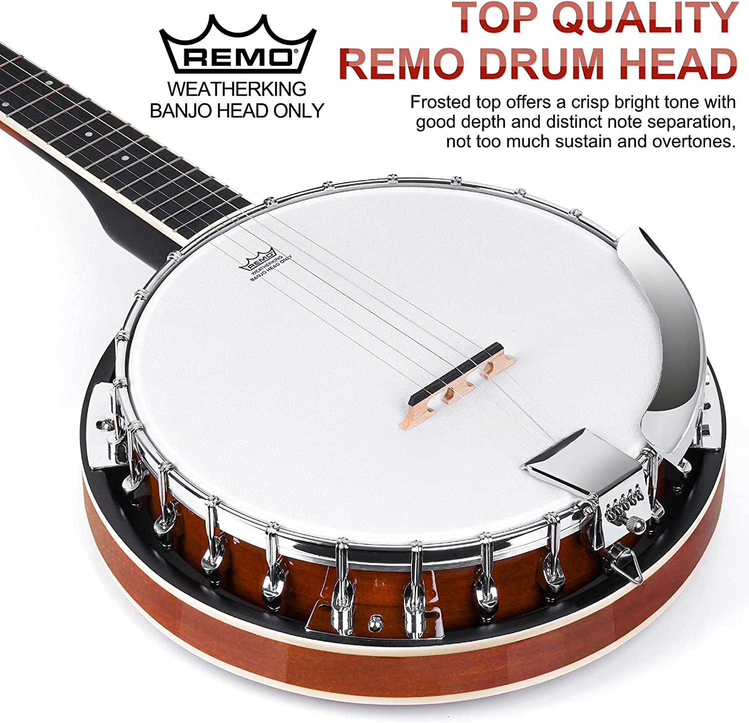 Vangoa LEFT-HANDED Banjo 5 String with Resonator Mahogany Open Back 38 Inch