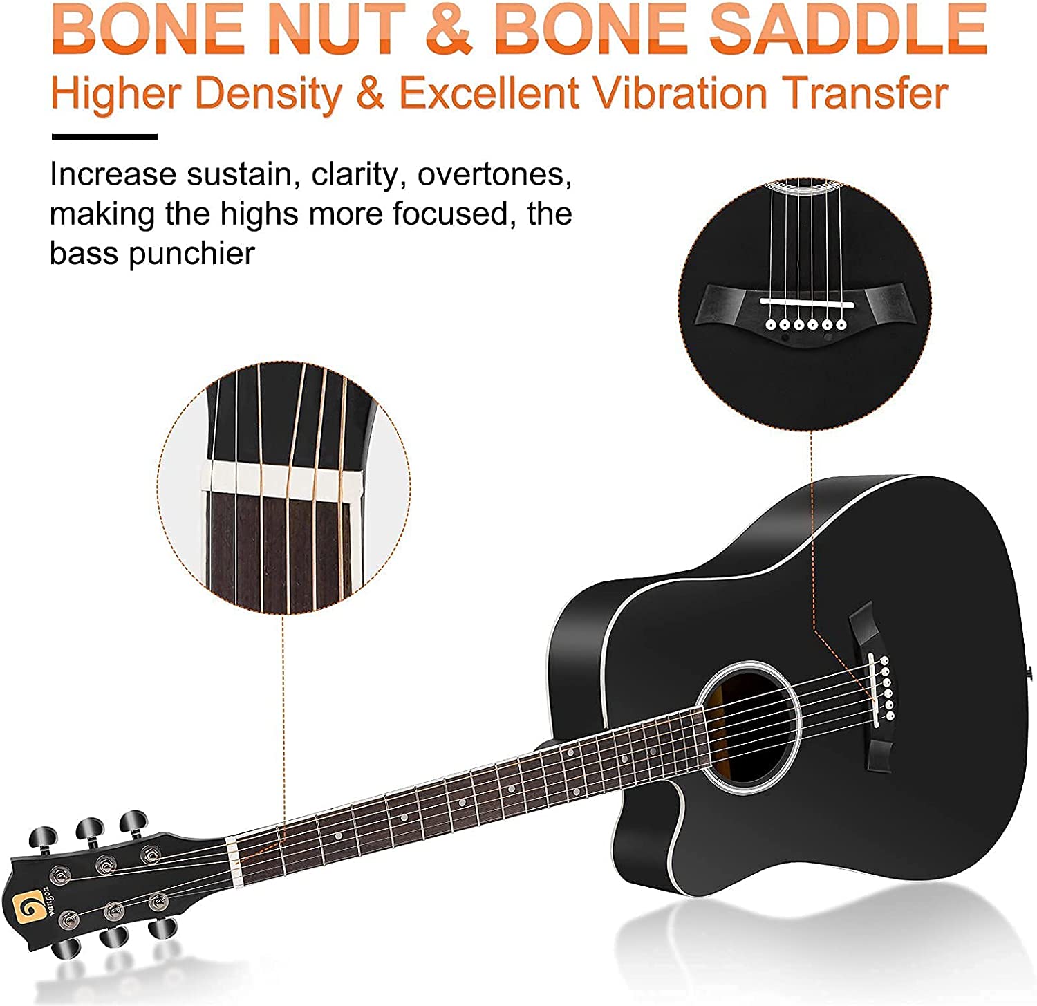 Guitare acoustique Vangoa pour gaucher 41 pouces