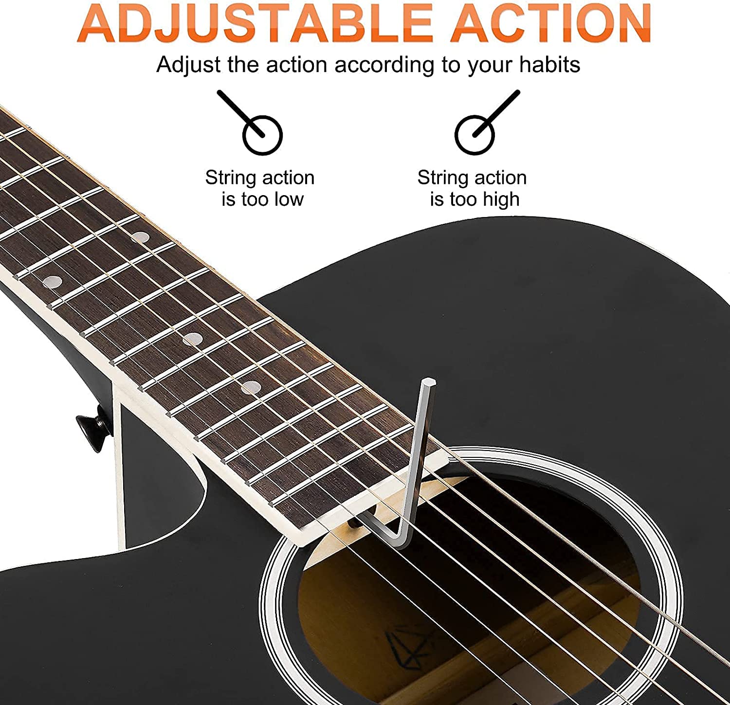 Guitare acoustique Vangoa pour gaucher 41 pouces