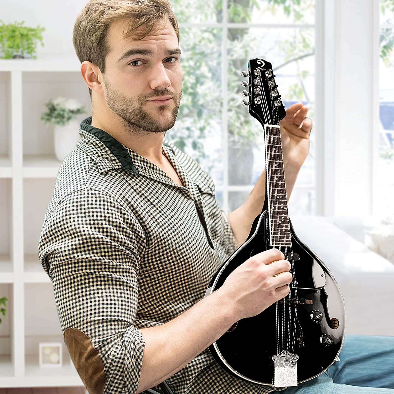 Mandoline électro-acoustique Vangoa en acajou de style A pour débutants