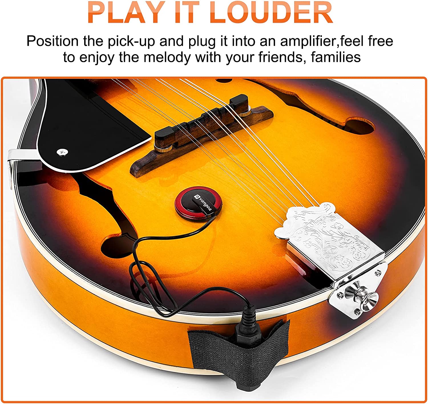 Vangoa Mandoline 8 cordes style A pour gaucher Sunburst