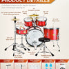 [🇺🇸]Vangoa 5-Piece 16 Inch Drum Kit Red