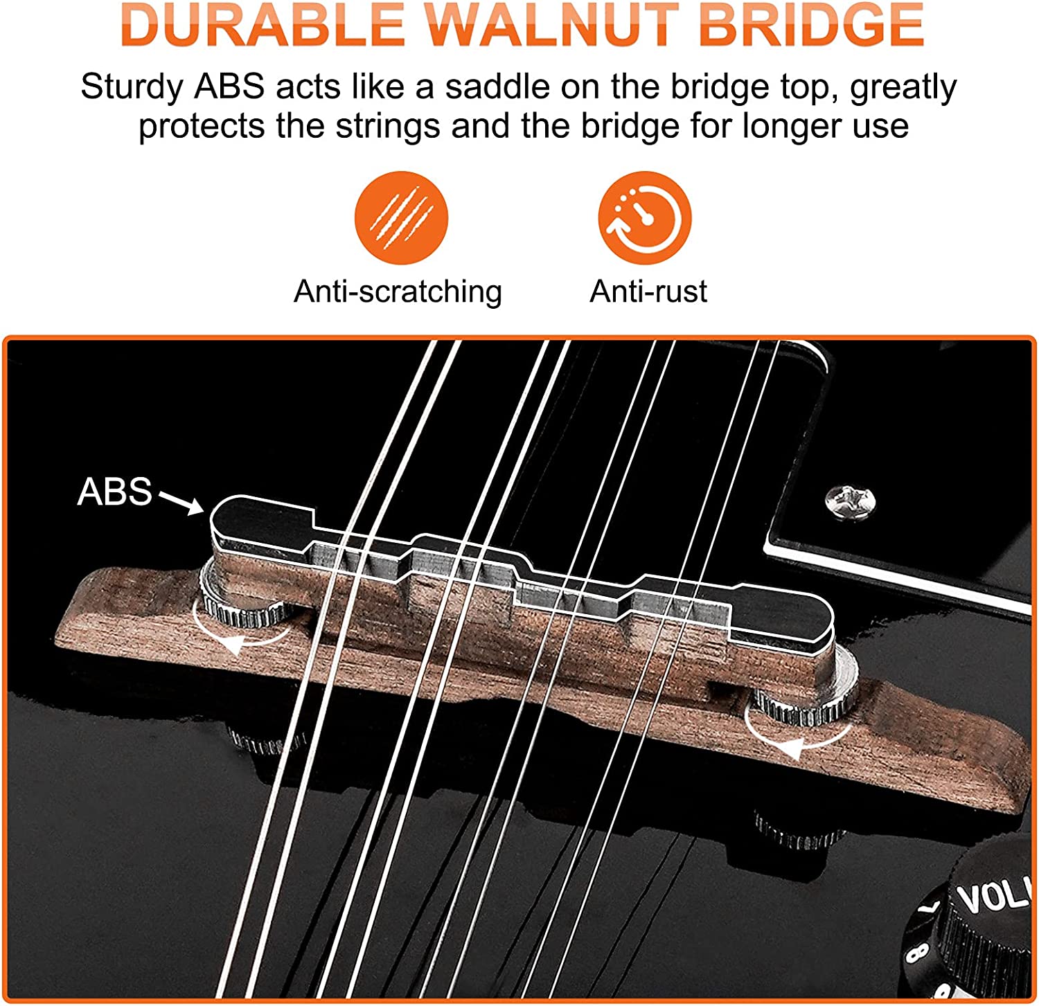 Mandoline électro-acoustique Vangoa en acajou de style A pour débutants