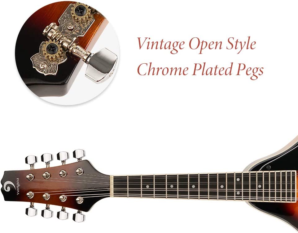 Vangoa A Style Mandolin 8 String Sunburst - Vangoa