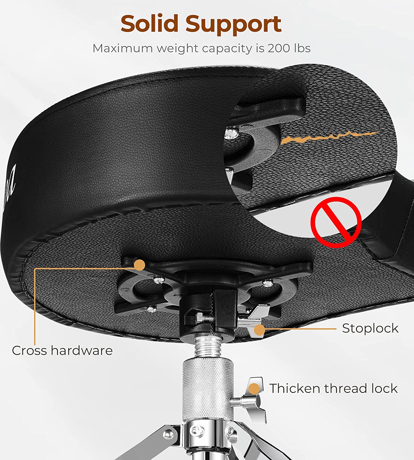 Vangoa Drum Throne Adjustable Height Black - Vangoa