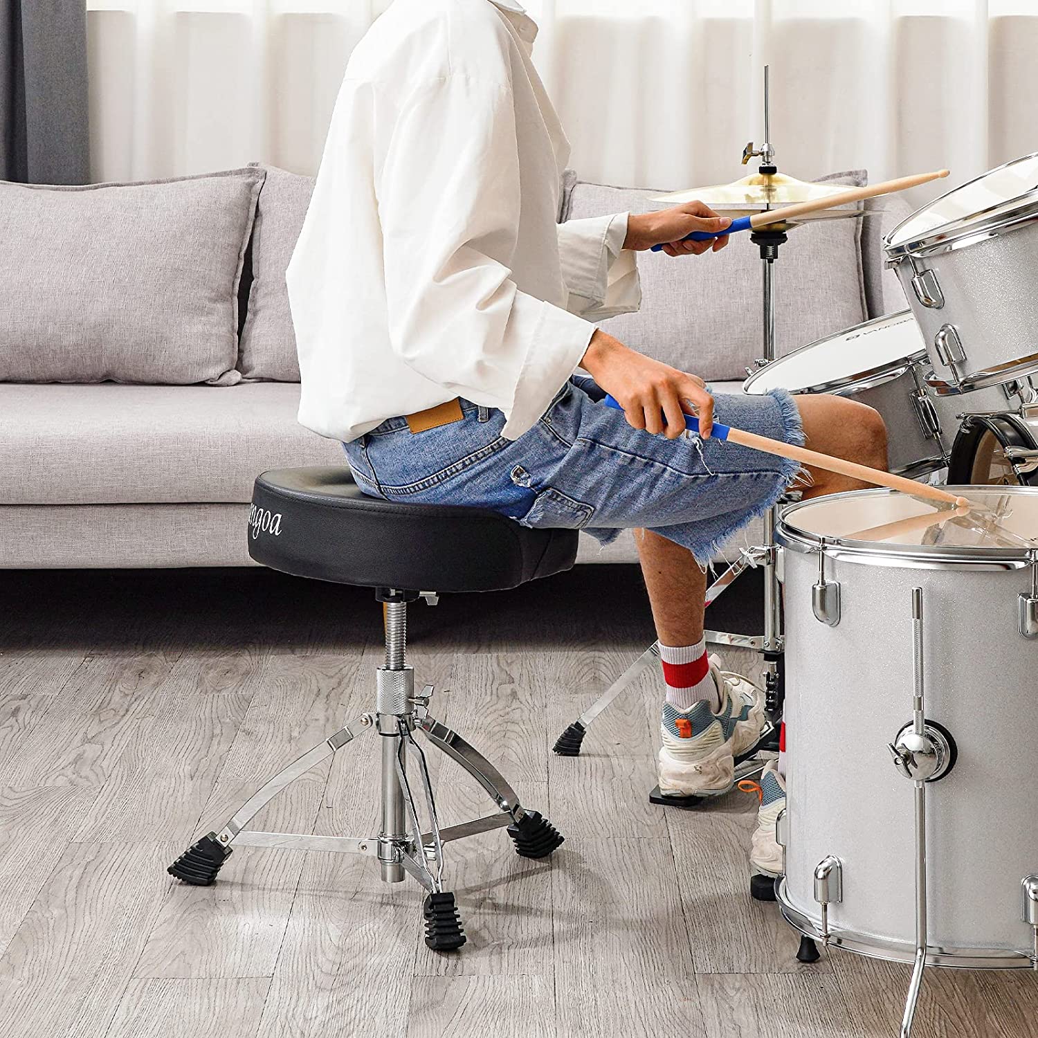 Vangoa Drum Throne Adjustable Height Black - Vangoa