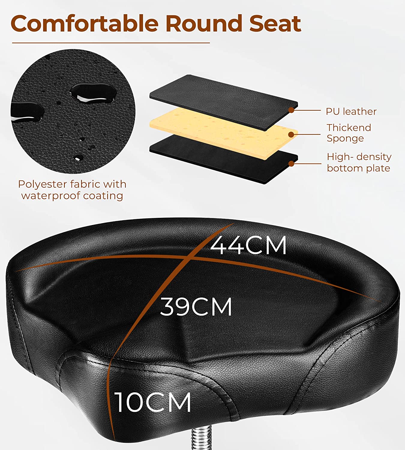 Vangoa Drum Throne Adjustable Height Black - Vangoa