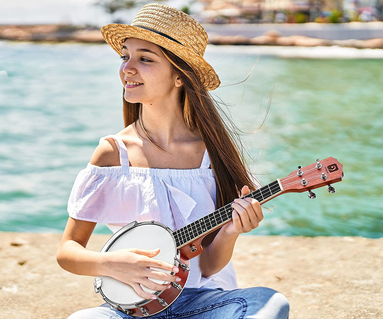 Vangoa VBU - 20 Banjo Ukulele Concert 23 Inch 4 String Banjolele with Armrest - Vangoa