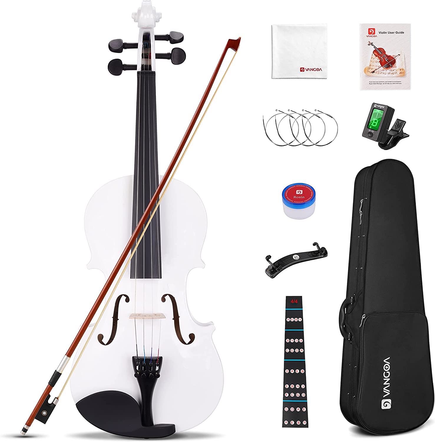 Vangoa White Acoustic Violin Set 4/4 Full Size - Vangoa