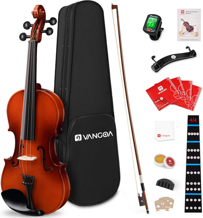 Ensemble de violons Vangoa 4/4 pour débutants, violons acoustiques pour adultes, enfants, adolescents et étudiants, avec sourdine, étui rigide, droitier, finition antique brillante. 