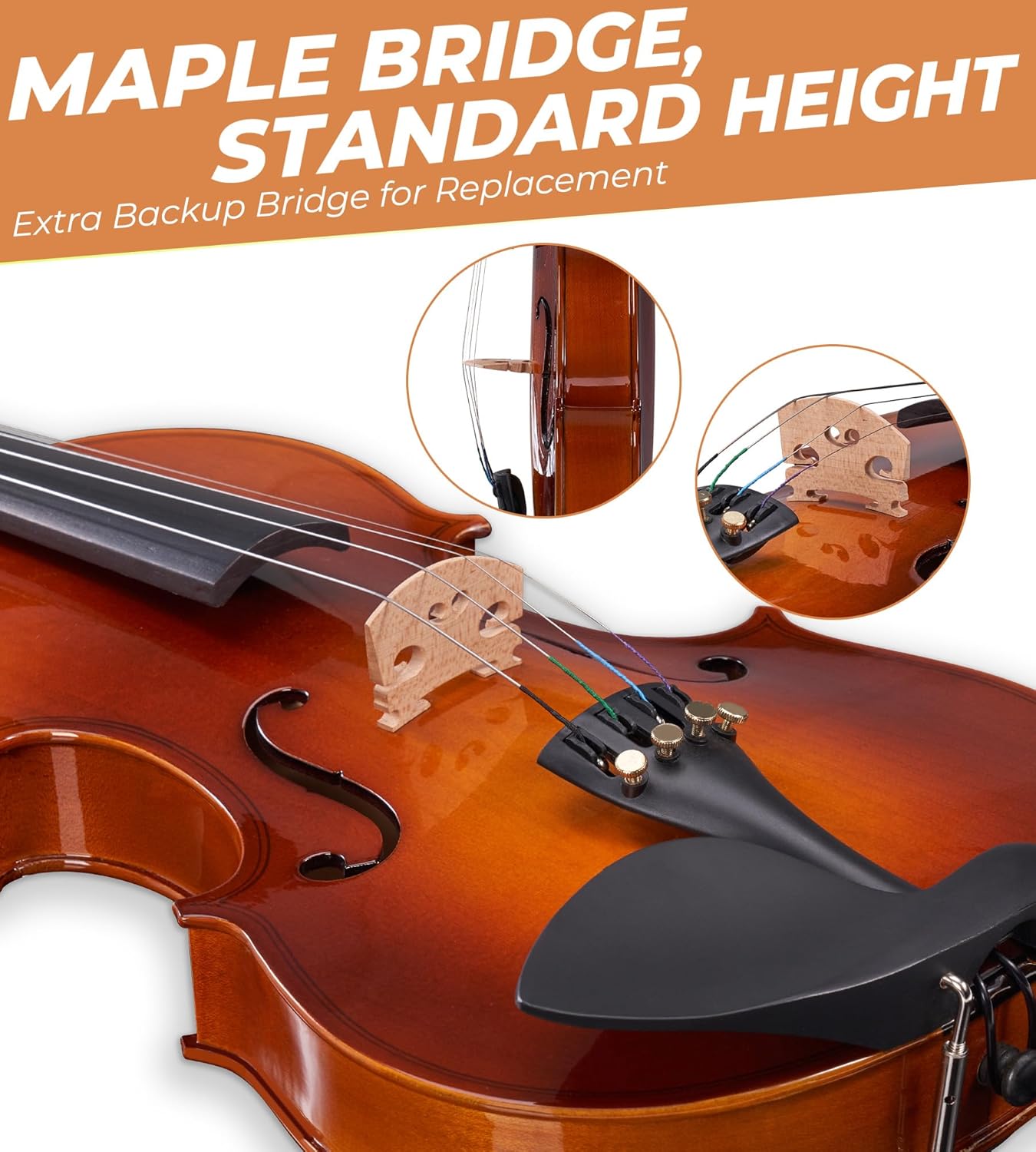 Ensemble de violons Vangoa demi-taille, violons acoustiques demi-taille faits main pour débutants, avec plateau en bois massif et étui rigide léger pour enfants, adultes et droitiers. 