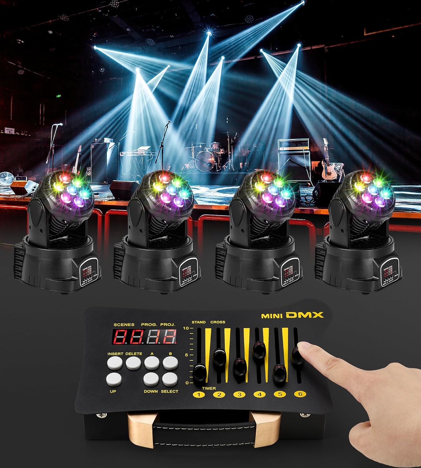 Contrôleur DMX Vangoa, mini contrôleur DMX 512 portable, avec 3 contrôleurs DMX Dfi DJ 2.4G et 3 récepteurs, contrôle d'éclairage avec sac et adaptateur, pour scène, fête, bar, spectacle, noir 