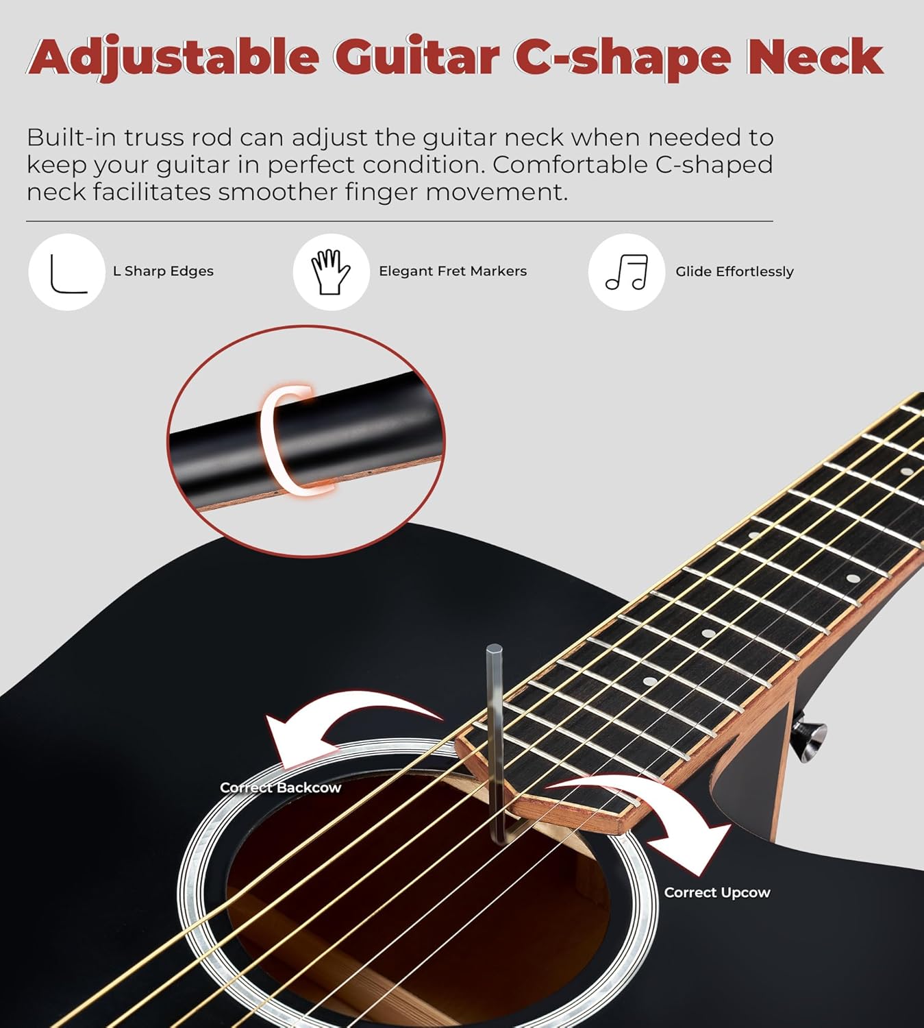 Vangoa 3/4 Electric Acoustic Guitar Kit for Beginners, 36 Inch Cutaway Acoustic Guitar Built-in Pickups, with Bag, Tuner, Strap, Capo, Picks, Spruce Top, Upgraded Starter Kit, Black Matte