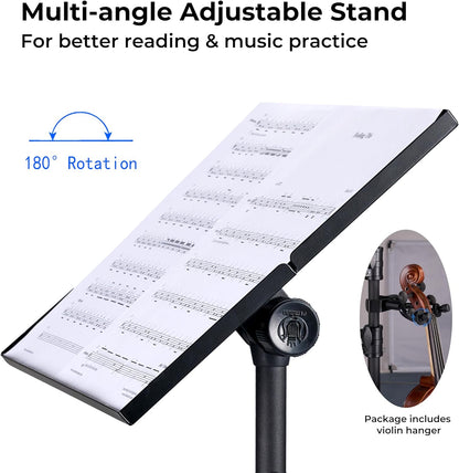 Vangoa Projector Stand Tripod Music Stand Adjustable Height 23.6'' to 51.2'' with Violin Hanger Elastic Strap Sponge Mats Multifunctional Stand for Home, Office, Studio, DJ Racks Holder Mount