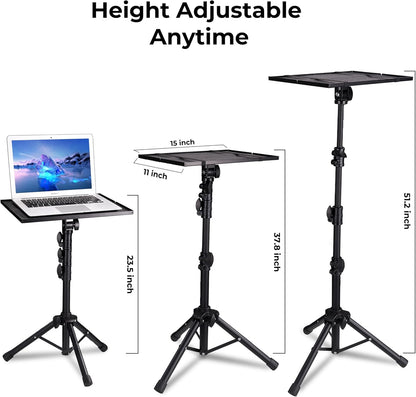 Vangoa Projector Stand Tripod Music Stand Adjustable Height 23.6'' to 51.2'' with Violin Hanger Elastic Strap Sponge Mats Multifunctional Stand for Home, Office, Studio, DJ Racks Holder Mount
