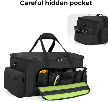 Sacoche de rangement pour câbles Vangoa DJ, grande capacité, avec 8 compartiments amovibles et 10 attaches de rangement pour câbles, sac rembourré pour équipement DJ, sac de transport pour musicien, ordinateur portable, sac de rangement pour câbles, vert 