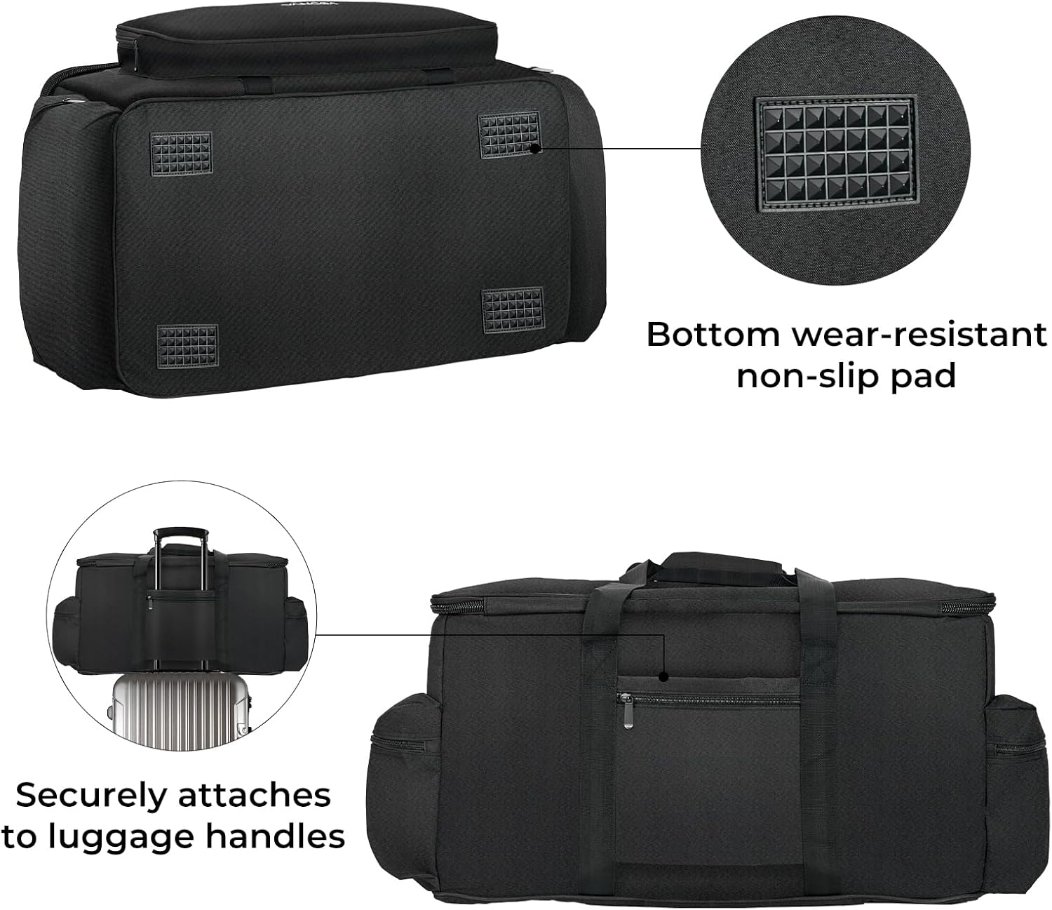 Grand sac de rangement pour câbles Vangoa, avec 8 compartiments amovibles et 10 attaches de rangement pour câbles, pour équipement DJ, accessoires de musique, ordinateur portable, micro, housse de transport rembourrée pour câbles DJ, gris 